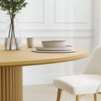 Table de salle à manger ronde en chêne massif de 46" - Pieds en rotin, 4 places