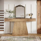 Table console de ferme 63" avec base trapézoïdale - Table d'entrée noire