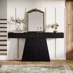 Table console de ferme 63" avec base trapézoïdale - Table d'entrée noire