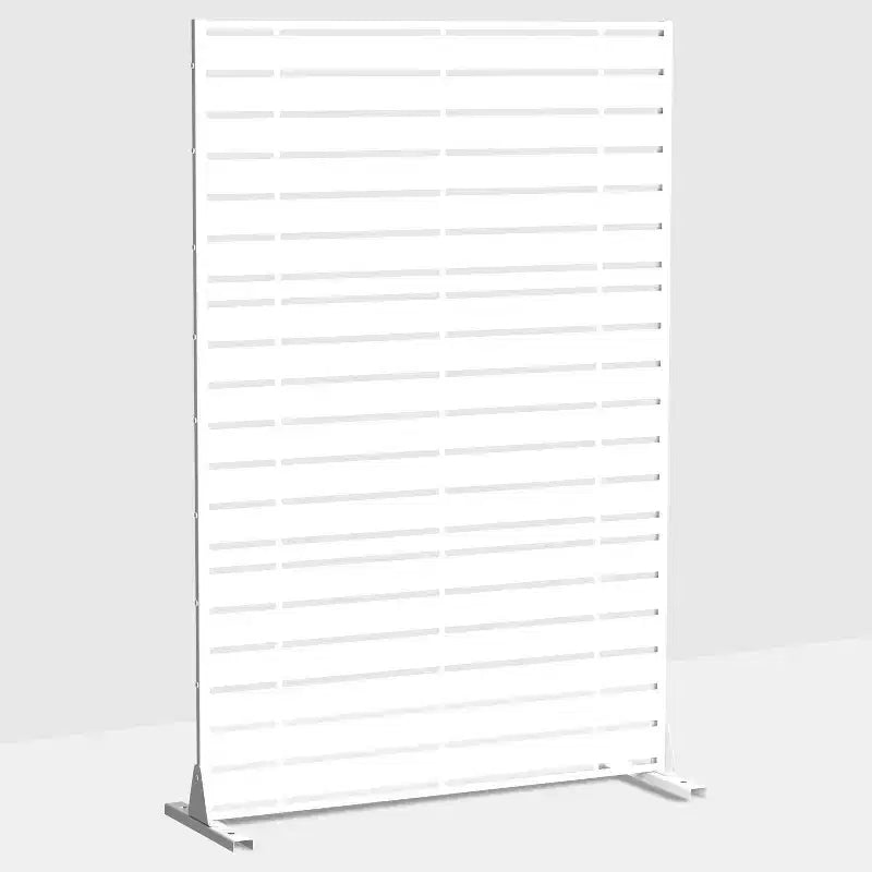 Paravent décoratif quatre pans blanc en acier galvanisé 183x120x40cm
