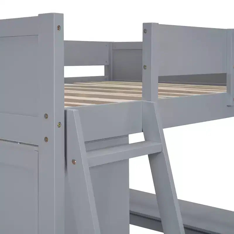 Lit mezzanine pleine grandeur avec bureau et étagère - Pin massif, capacité de 181 kg