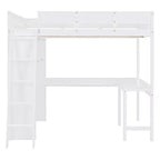 Lit mezzanine pleine grandeur avec bureau et étagère - Pin massif, capacité de 181 kg