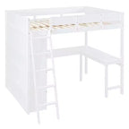 Lit mezzanine pleine grandeur avec bureau et étagère - Pin massif, capacité de 181 kg