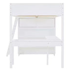 Lit mezzanine pleine grandeur avec bureau et étagère - Pin massif, capacité de 181 kg