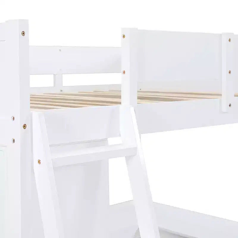 Lit mezzanine pleine grandeur avec bureau et étagère - Pin massif, capacité de 181 kg