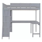Lit mezzanine pleine grandeur avec bureau et étagère - Pin massif, capacité de 181 kg