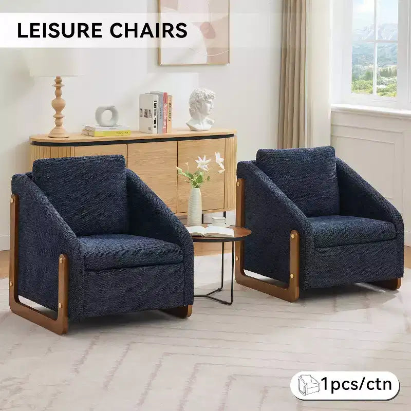 Fauteuil d'appoint en chenille avec cadre en bois et clous décoratifs