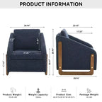 Fauteuil d'appoint en chenille avec cadre en bois et clous décoratifs