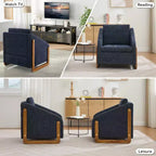 Fauteuil d'appoint en chenille avec cadre en bois et clous décoratifs