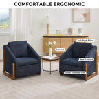 Fauteuil d'appoint en chenille avec cadre en bois et clous décoratifs