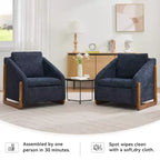 Fauteuil d'appoint en chenille avec cadre en bois et clous décoratifs