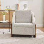 Fauteuil d'appoint en chenille avec cadre en bois et clous décoratifs