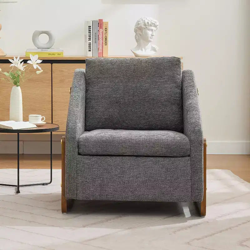 Fauteuil d'appoint en chenille avec cadre en bois et clous décoratifs
