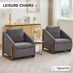 Fauteuil d'appoint en chenille avec cadre en bois et clous décoratifs