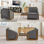 Fauteuil d'appoint en chenille avec cadre en bois et clous décoratifs