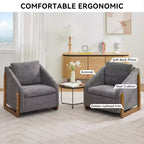 Fauteuil d'appoint en chenille avec cadre en bois et clous décoratifs