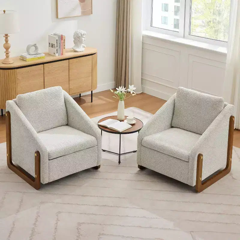 Fauteuil d'appoint en chenille avec cadre en bois et clous décoratifs
