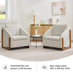Fauteuil d'appoint en chenille avec cadre en bois et clous décoratifs
