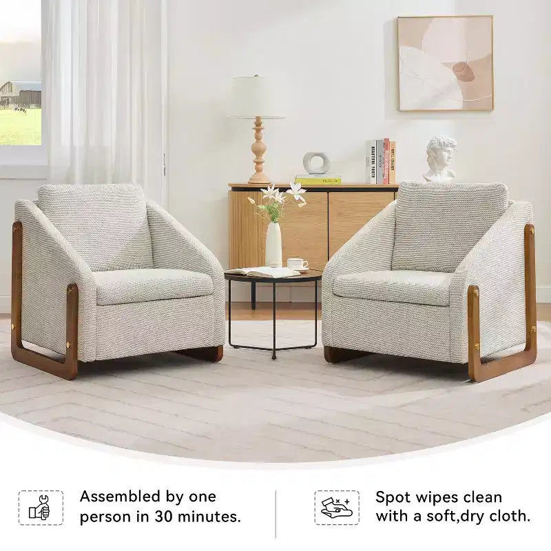 Fauteuil d'appoint en chenille avec cadre en bois et clous décoratifs