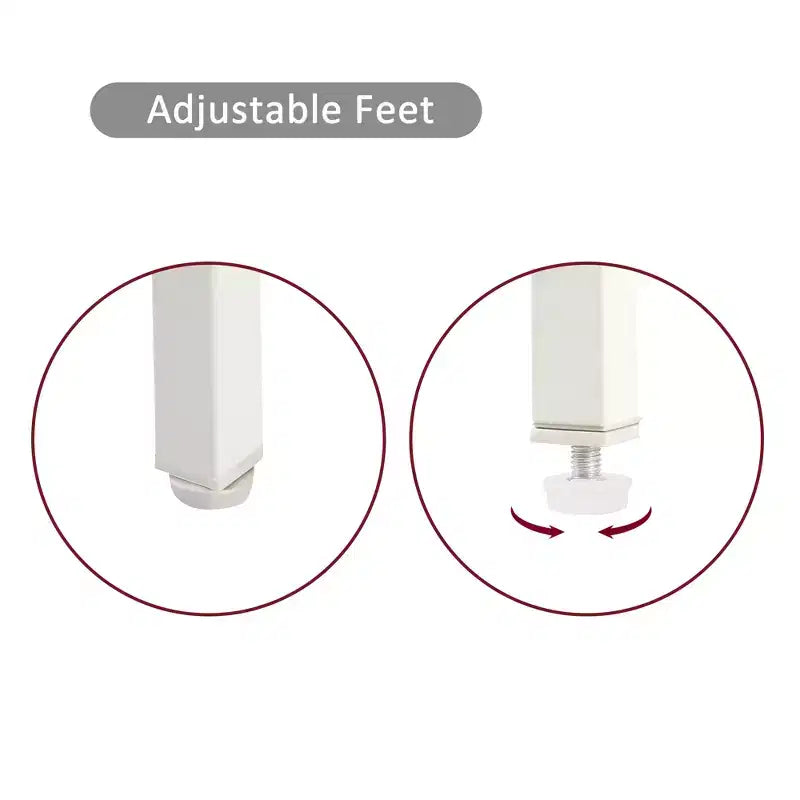 Table d'appoint en rotin 39,9 cm avec tiroir et pieds en métal - Table de chevet blanche