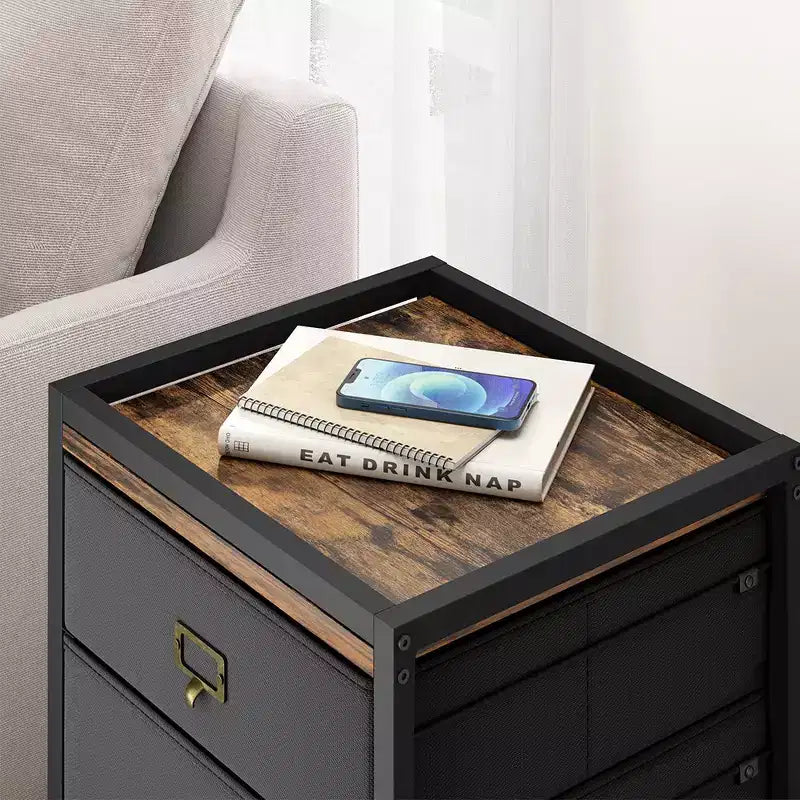 Classeur, meuble de classement mobile compatible avec les formats Lettre ou A4, classeur en tissu sur roulettes, petit meuble de rangement sous bureau, noir