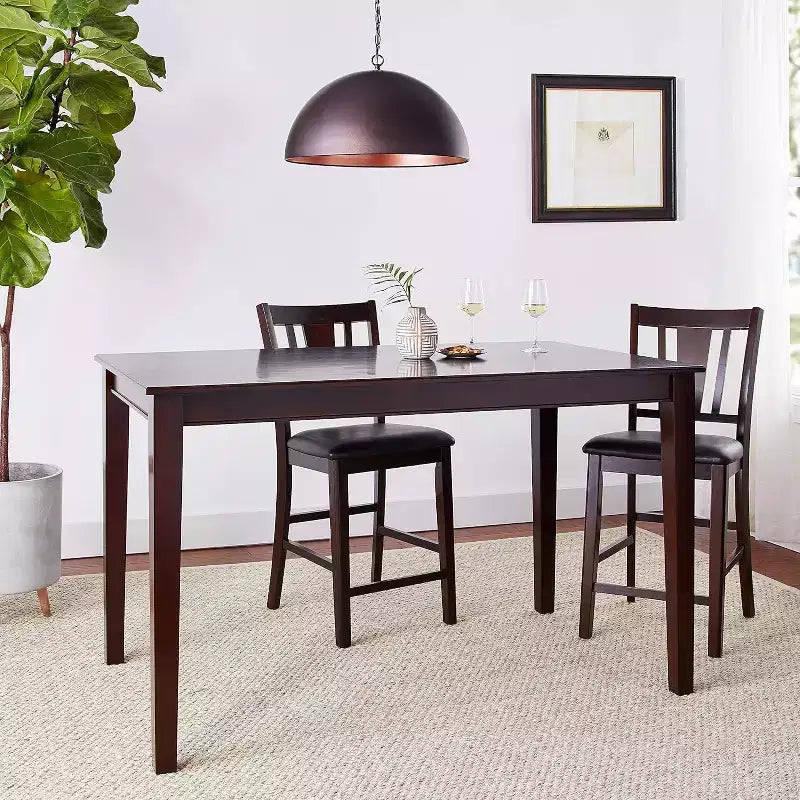 Table à manger hauteur comptoir - Fini acajou rustique, 36x60 po, 4 places