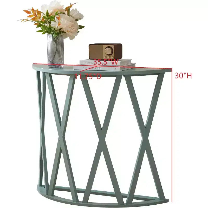 Console demi-lune Vienna avec motif en X – Vert avocat