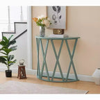 Console demi-lune Vienna avec motif en X – Vert avocat