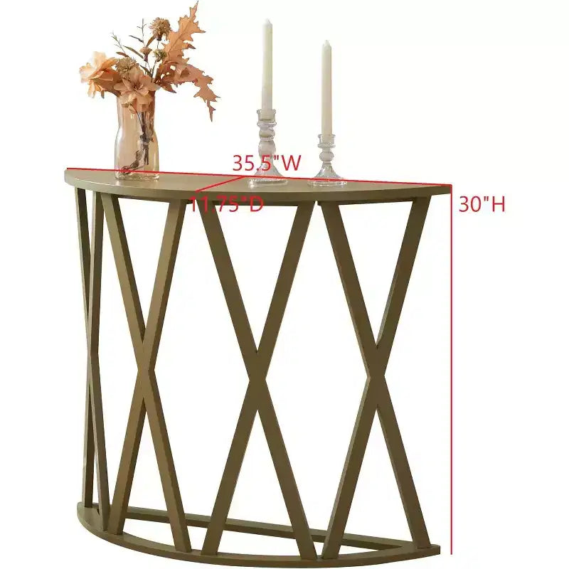 Console demi-lune Vienna avec motif en X – Vert avocat