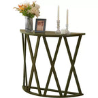 Console demi-lune Vienna avec motif en X – Vert avocat