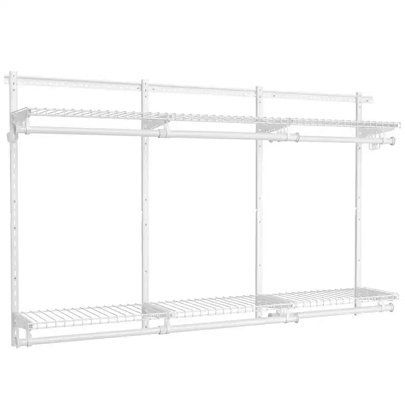 Système de rangement de placard réglable – Unité de rayonnage métallique de 122 à 244 cm avec 6 tringles et 6 étagères, capacité de 187 kg, blanc nuage