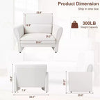 Canapé causeuse pour salon, canapé rembourré en bouclé moderne avec coussin lombaire, causeuse à assise profonde