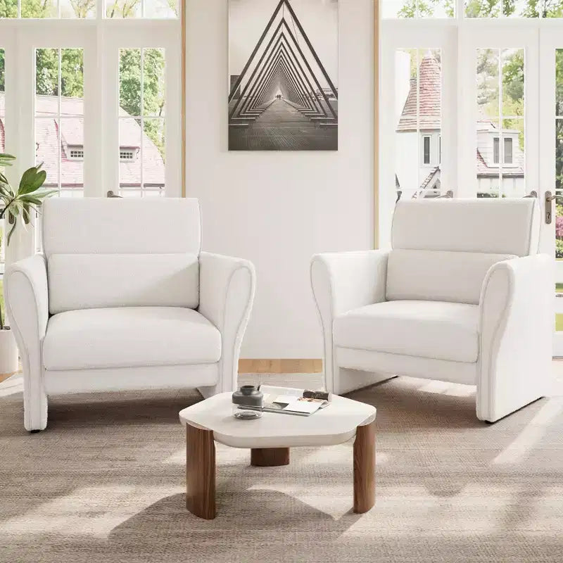 Canapé causeuse pour salon, canapé rembourré en bouclé moderne avec coussin lombaire, causeuse à assise profonde