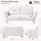 Canapé causeuse pour salon, canapé rembourré en bouclé moderne avec coussin lombaire, causeuse à assise profonde