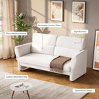 Canapé causeuse pour salon, canapé rembourré en bouclé moderne avec coussin lombaire, causeuse à assise profonde