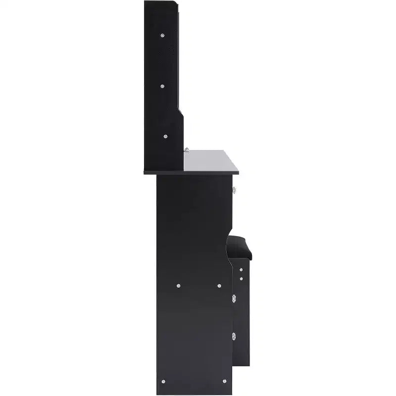 Coiffeuse avec tabouret rembourré, miroir coulissant et rangements multi-niveaux