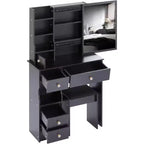 Coiffeuse avec tabouret rembourré, miroir coulissant et rangements multi-niveaux