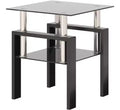 Modern Coffee Table, Tempered Glass Center Tea Table, 2-Tier Coffee Table with Storage Shelf, Square Table for Living Room Home Office Small Space
