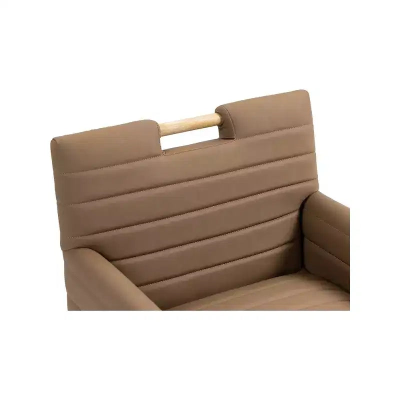 Chaise de salle à manger en cuir végétalien - Dossier capitonné cannelé, pieds en chêne naturel