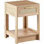 Table de chevet en rotin avec plateau relevable et rangement ouvert - Table d'appoint moderne du milieu du siècle