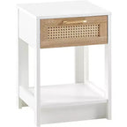 Table de chevet en rotin avec plateau relevable et rangement ouvert - Table d'appoint moderne du milieu du siècle