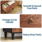 Commode moderne à 6 tiroirs, 119 cm de large - Chêne naturel