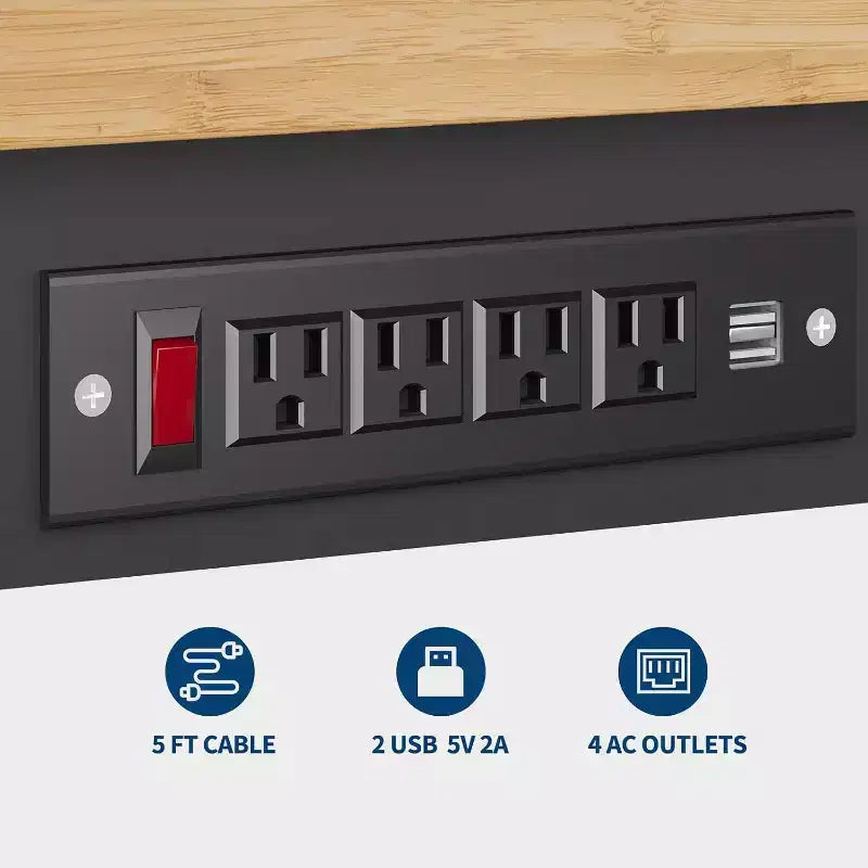 Établi réglable 122 cm avec panneau perforé et bloc multiprise – Capacité 907 kg, hauteur 71-102 cm