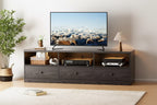 Meuble TV 70" pour téléviseurs jusqu'à 80" - 3 tiroirs, 3 étagères ouvertes, capacité 300 lb, noir