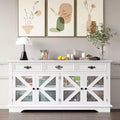 Buffet de ferme de 160 cm avec 3 tiroirs, 4 portes coulissantes grillagées et station de charge