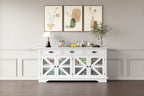 Buffet de ferme de 160 cm avec 3 tiroirs, 4 portes coulissantes grillagées et station de charge