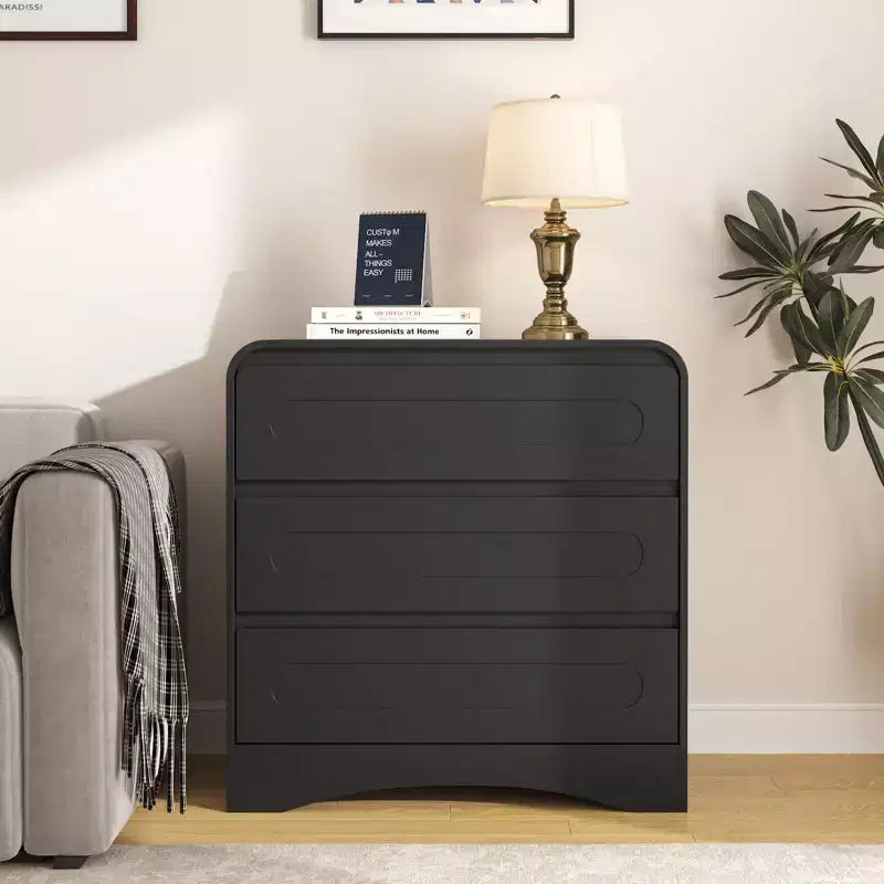 Commode à 3 tiroirs pour chambre à coucher, commode de rangement en bois de 81 cm de large avec organisateur à tiroirs