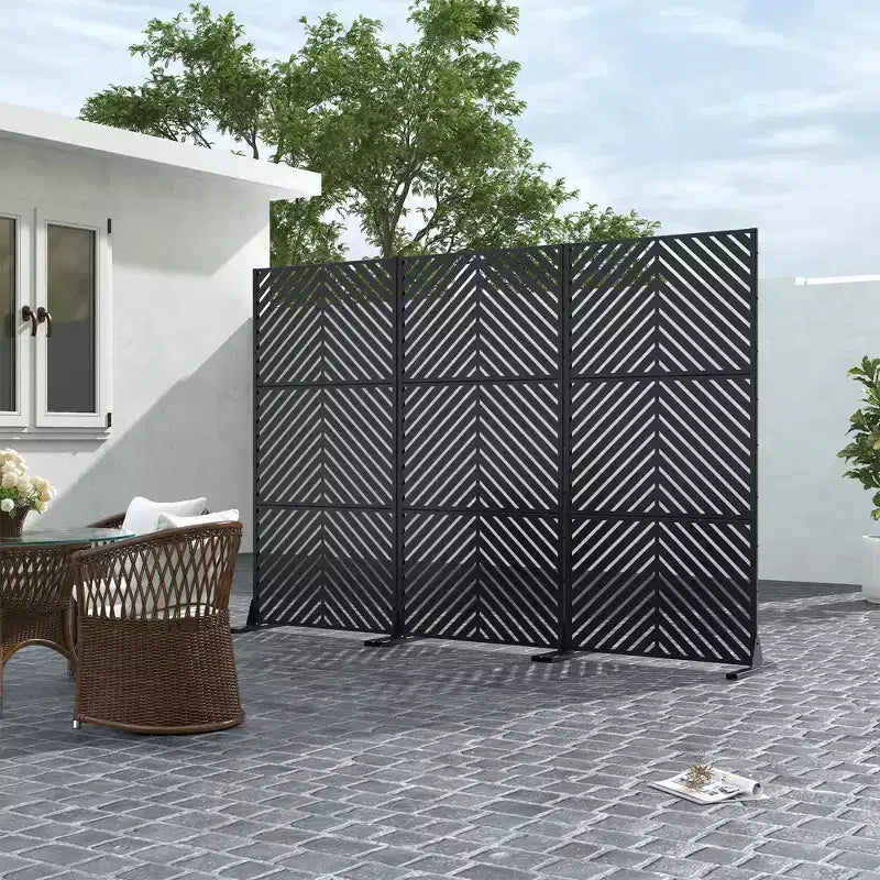 MAYEERTY 72x35 Black Outdoor Natural Privacy Panel Screen, 3 Piece Set Natural Folding Divider for Backyard and Garden