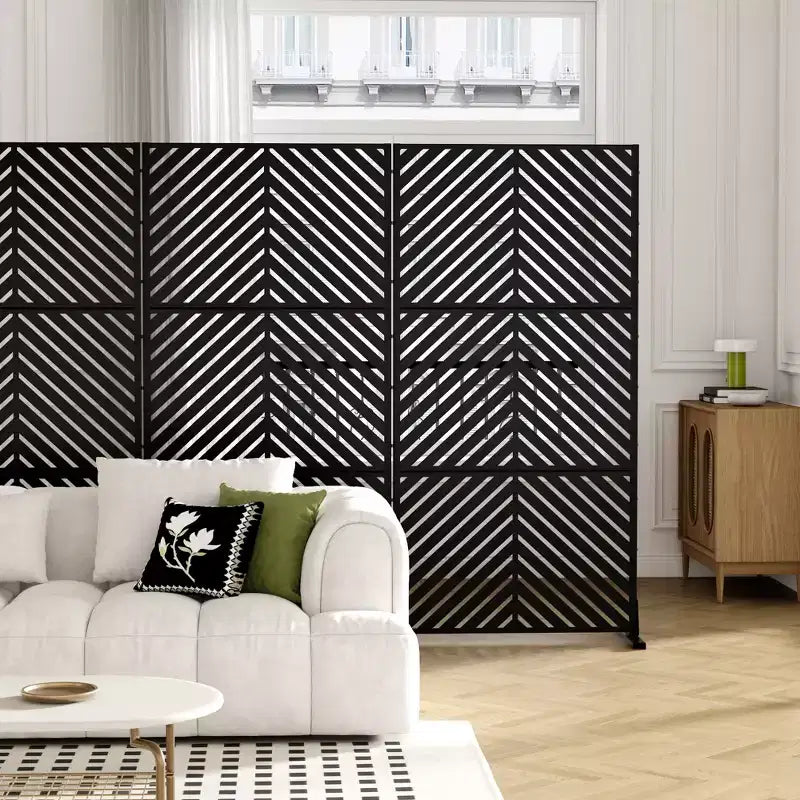 Écran d'intimité extérieur noir 72x35", paravent pliant 3 panneaux pour jardin et arrière-cour