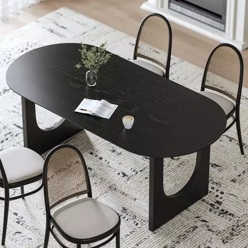 Table à manger ovale en bois de 67 pouces - Moderne et rustique, 4-6 places, capacité de 500 lb